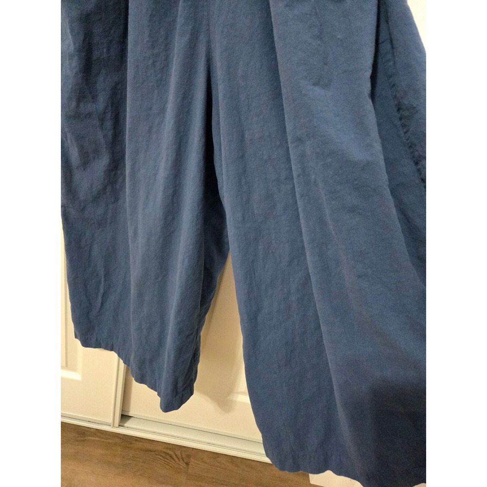 Natural Life Blue Linen Wide Leg Overall Jumpsuit XL Relaxed Boho Bib Pocket - Picture 2 of 6